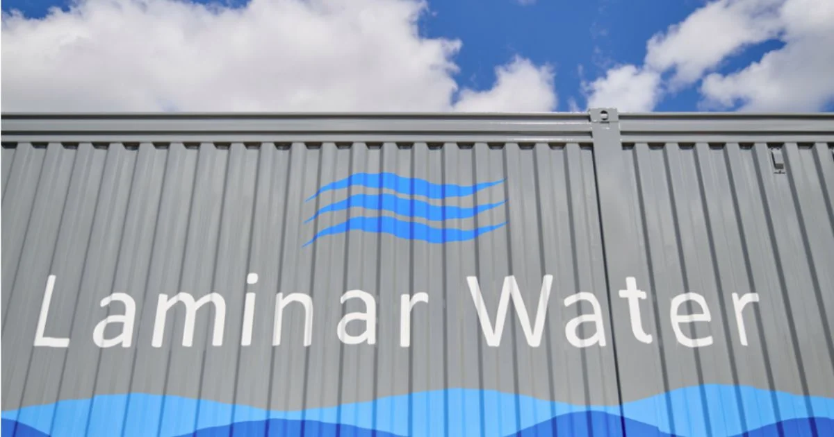Exterior of mobile water treatment system container.